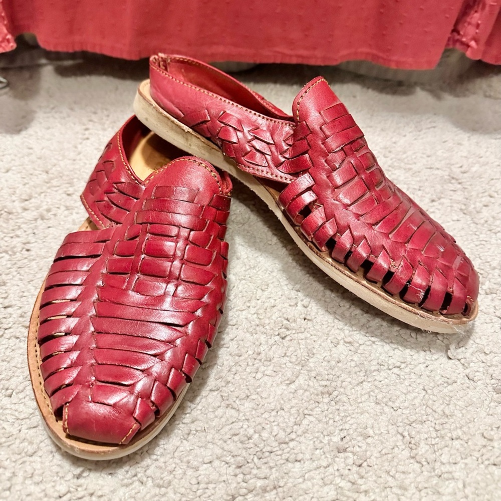 Handmade in Mexico, red espadrilles, worn once